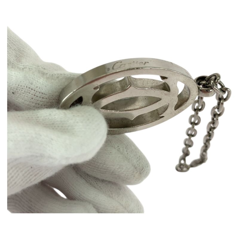 Cartier Double C Silver Stainless Steel T1220148 Key Holder Key Chain For Men