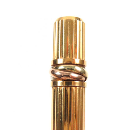  Cartier Trinity Striped Logo Engraved Twist Ballpoint Pen Gold