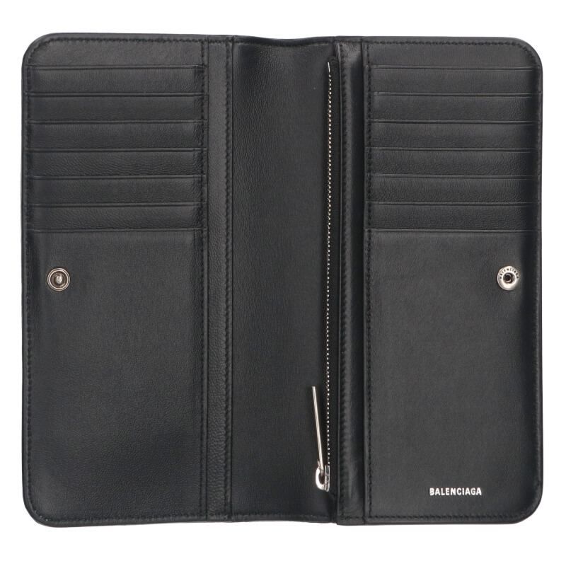 Balenciaga 765428 Monaco BB Logo Leather Long Wallet For Men