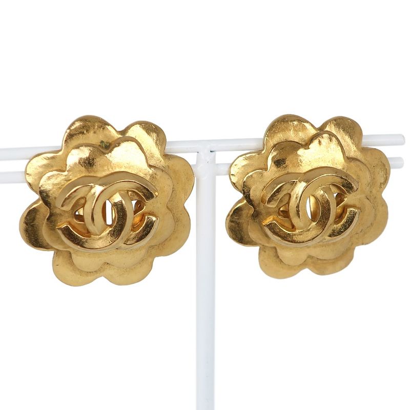 Chanel Flower Coco Mark Vintage Gold Plated 96P Ladies 23.6g Earring