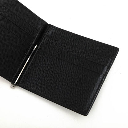 Prada Wallet Men Wallet Leather Genuine Black 2mn077 Saffiano Bicolo Money Clip
