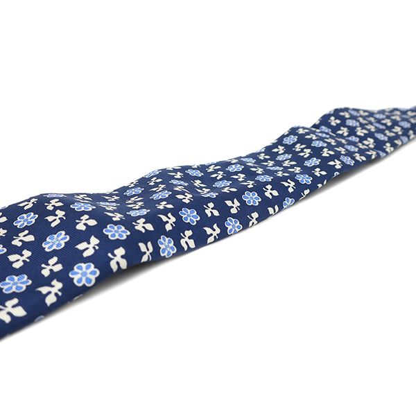 Chanel Tie Botanical Pattern 9.5cm (3.74in) Silk Navy and Multicolor Navy Blue