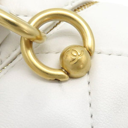 Chanel Shoulder Bag Mini Beauring Bag Lambskin White Gold Hardware Chain