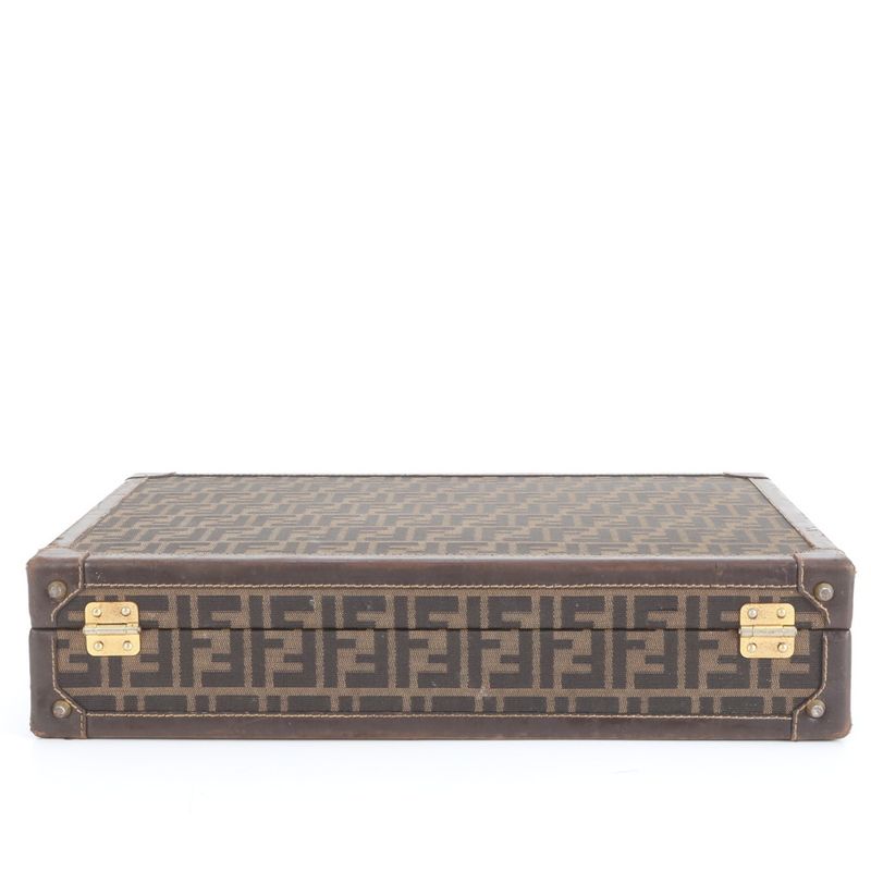 Vintage Fendi Zucca Leather Attache Case Hard Case Business Briefcase Business