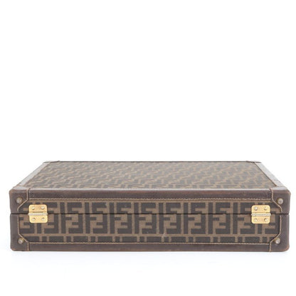 Vintage Fendi Zucca Leather Attache Case Hard Case Business Briefcase Business