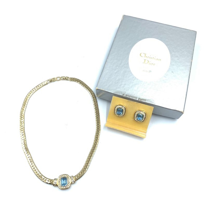 Christian DIOR Necklace And Ear Ring Set With Sapphires