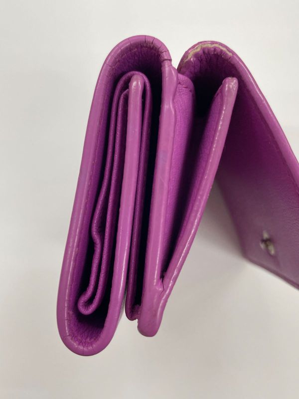 Balenciaga Logo Leather Mini Wallet Compact Wallet Cat 558208 Purple Made In
