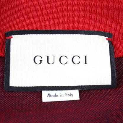 Gucci 496919 100% Cotton GG Jacquard Logo Zip Sideline Track Jacket Navy Red
