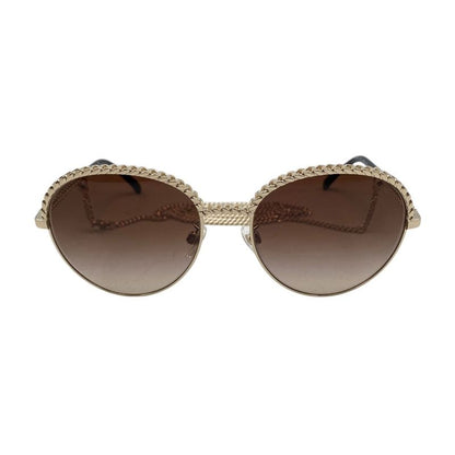 Chanel Sunglass Es with Coco Mark Chain 4242 Brown Gold Chanel