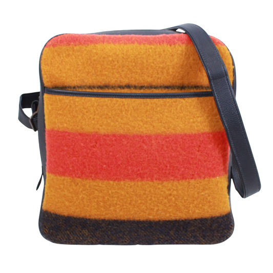 Hermes Lo Cabasall Victoria Leather X Wool Yellow X Orange X Navy Shoulder Bag