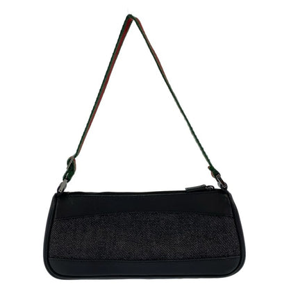 Gucci Sherry Line Black Silver Hardware Canvas/leather 92320 Handbag Accessory