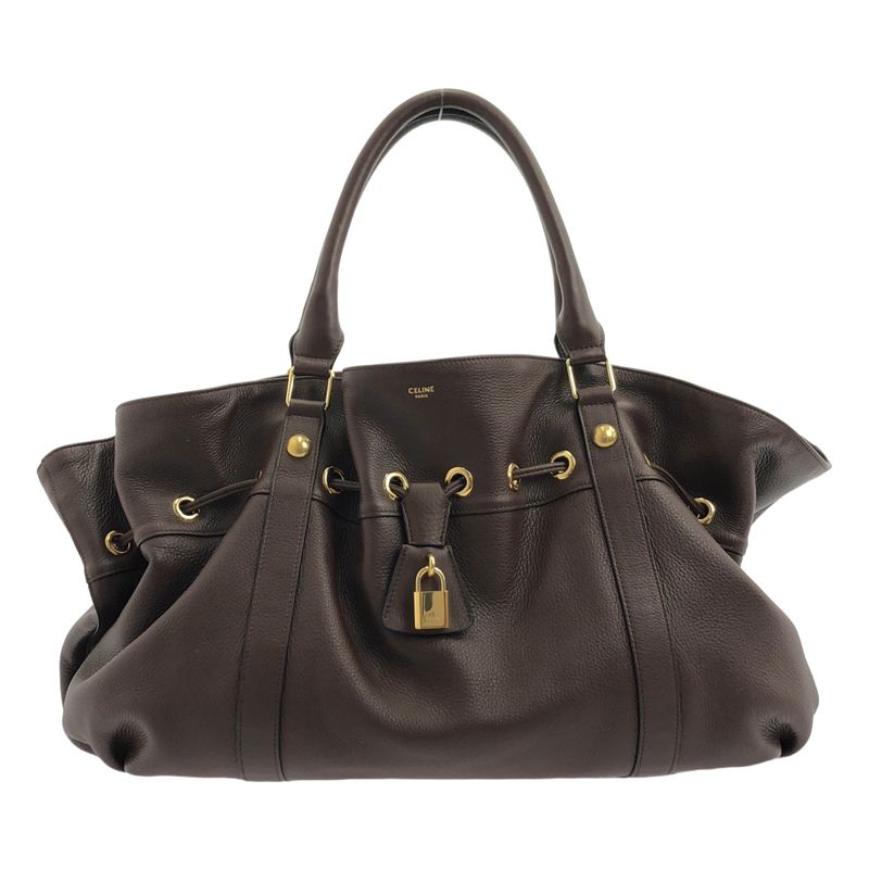 Celine - Abby Leather Tote Bag - Dark Brown - Women's
