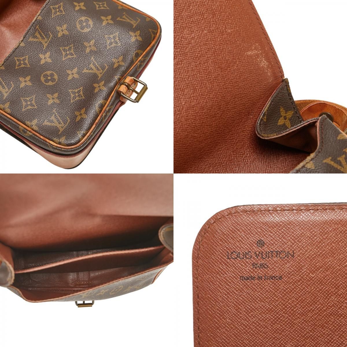 Louis Vuitton Monogram Cartouchere MM Crossbody Shoulder Bag M51253 Brown PVC