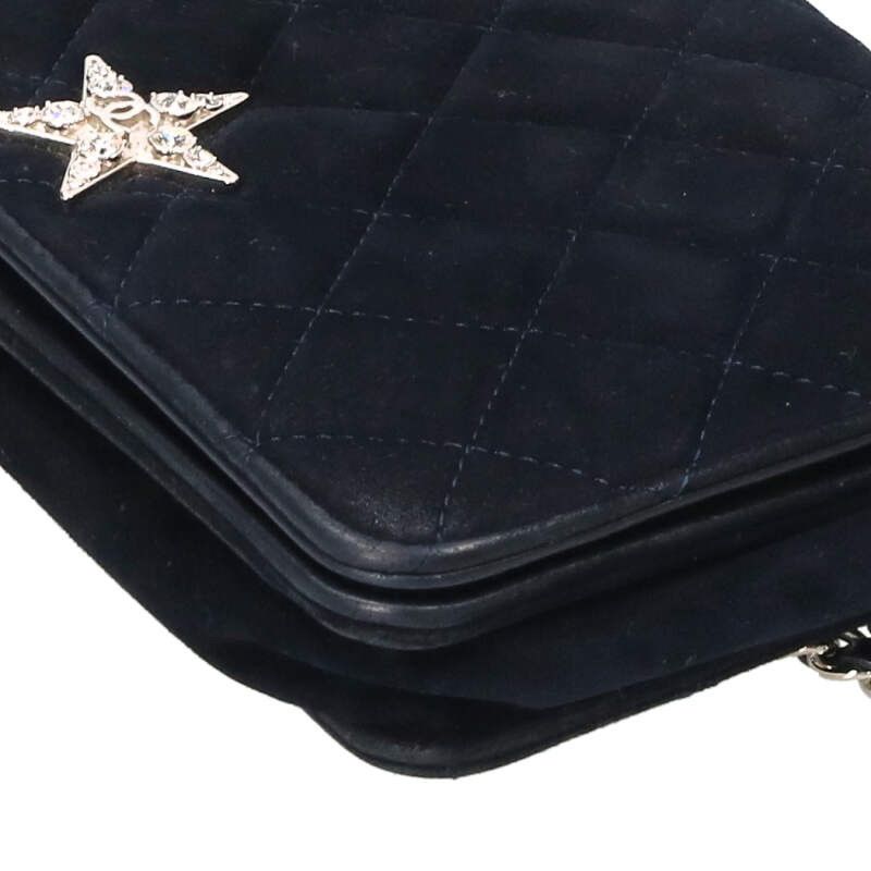 Chanel Star Line Stone Suede Chain Wallet Bag Women's
