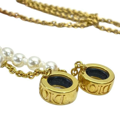 Christian DIOR Airpods Holder Necklace Airpods Holder Chain Logo Faux Pearl GP