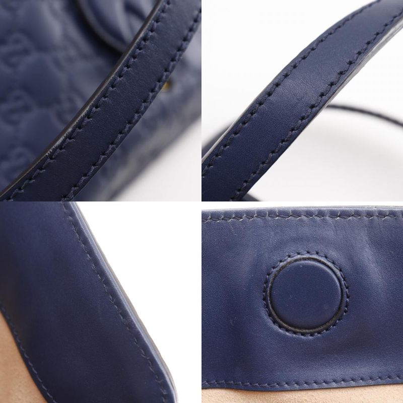 Gucci GG 428226 Striped Leather Navy Blue Unisex Handbag