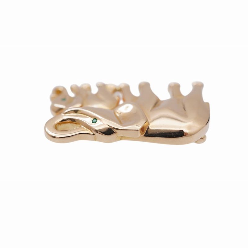 Cartier Candy Elephant 18K Yellow Gold Emerald Brooch Elephant Yellow Gold