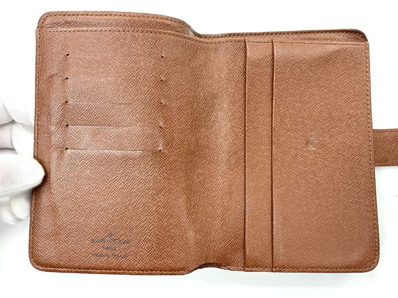 Louis Vuitton Monogram Porte Papier Zip Snap Closure Fold Wallet M61207 Brown