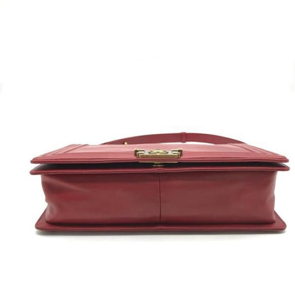 Chanel Leather Chain Shoulder Bag Red
