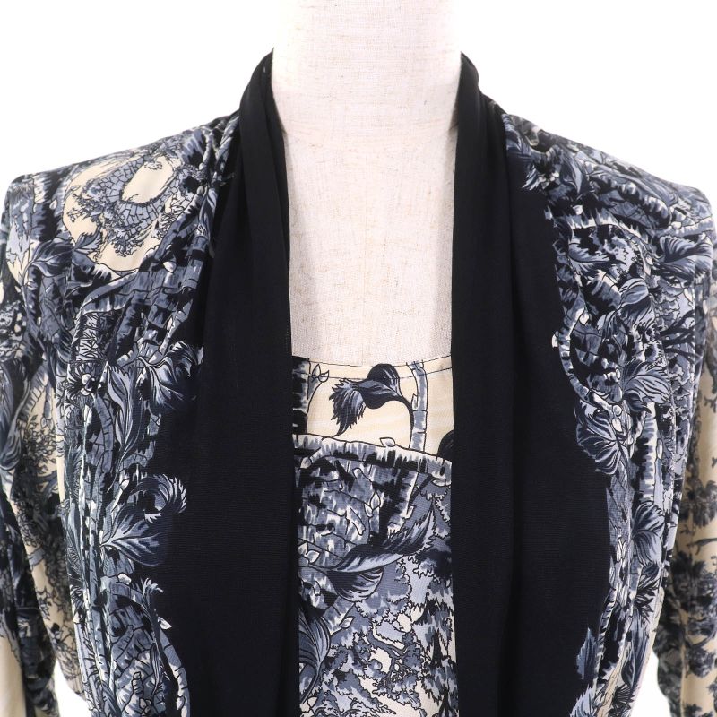 Hermes Fantaisie Pittoresque Pitoresque Dream Chiffon Dress With Belt Navy Blue