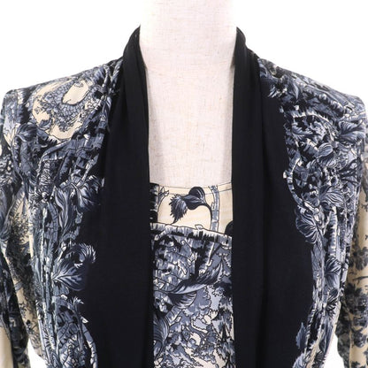 Hermes Fantaisie Pittoresque Pitoresque Dream Chiffon Dress With Belt Navy Blue