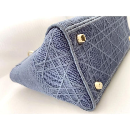 Dior Cannage Lady D-Lite Medium Bag Denim Navy Bu Dior