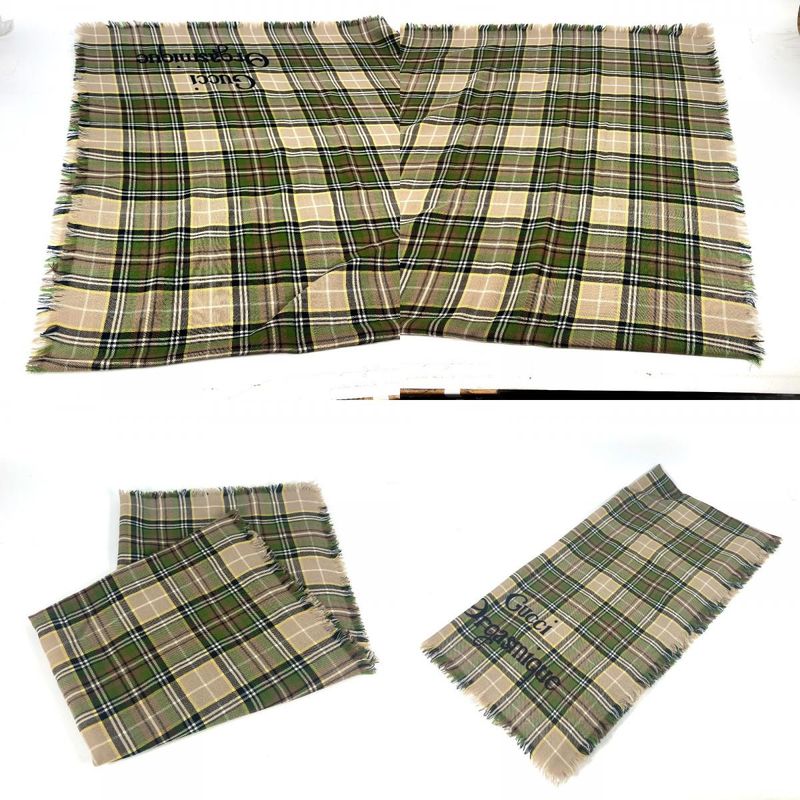 Gucci Shawl Check Large 620547 Wool Beige