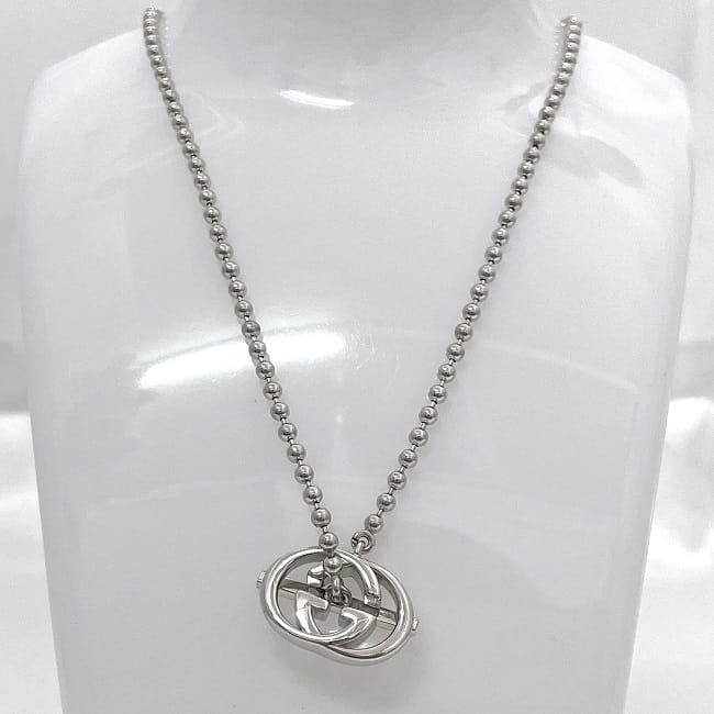 Gucci Necklace Silver Interlocking Polished Ag