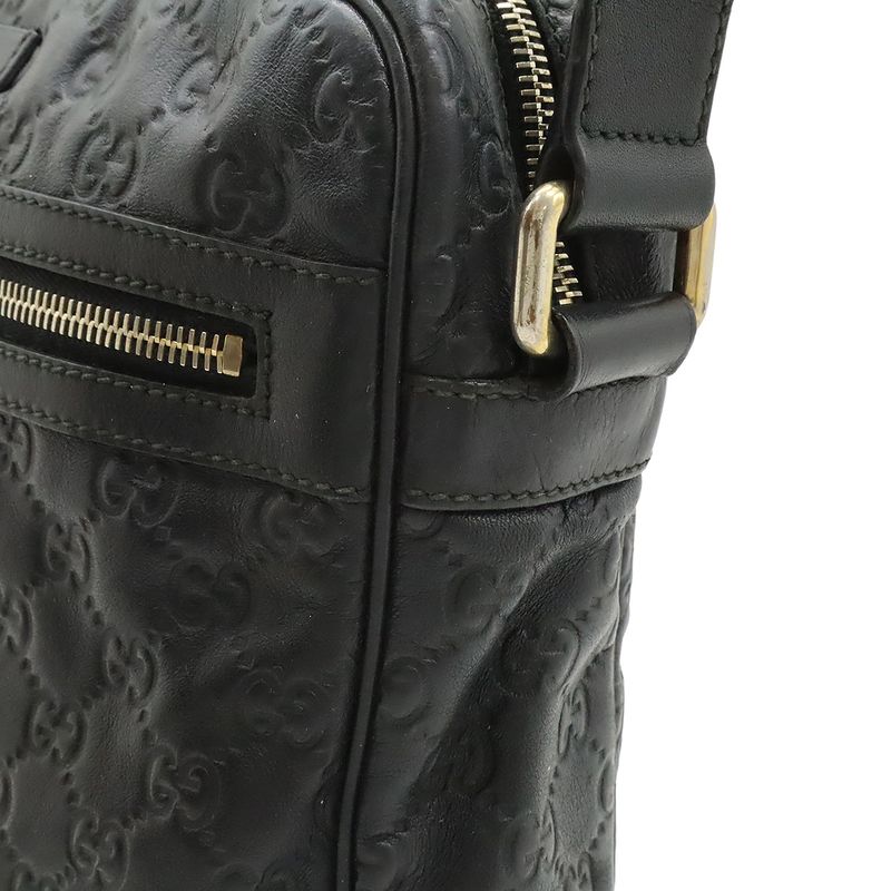 Guccissima Shoulder Bag Crossbody Leather Black Gold Hardware 201448