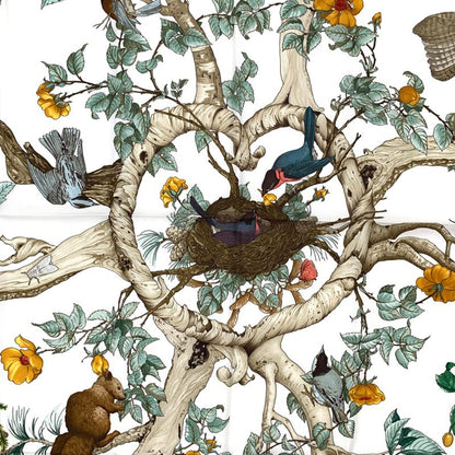 Hermes Carre 90 AU Coeur DES BOIS In The Woods Pink 100% Silk