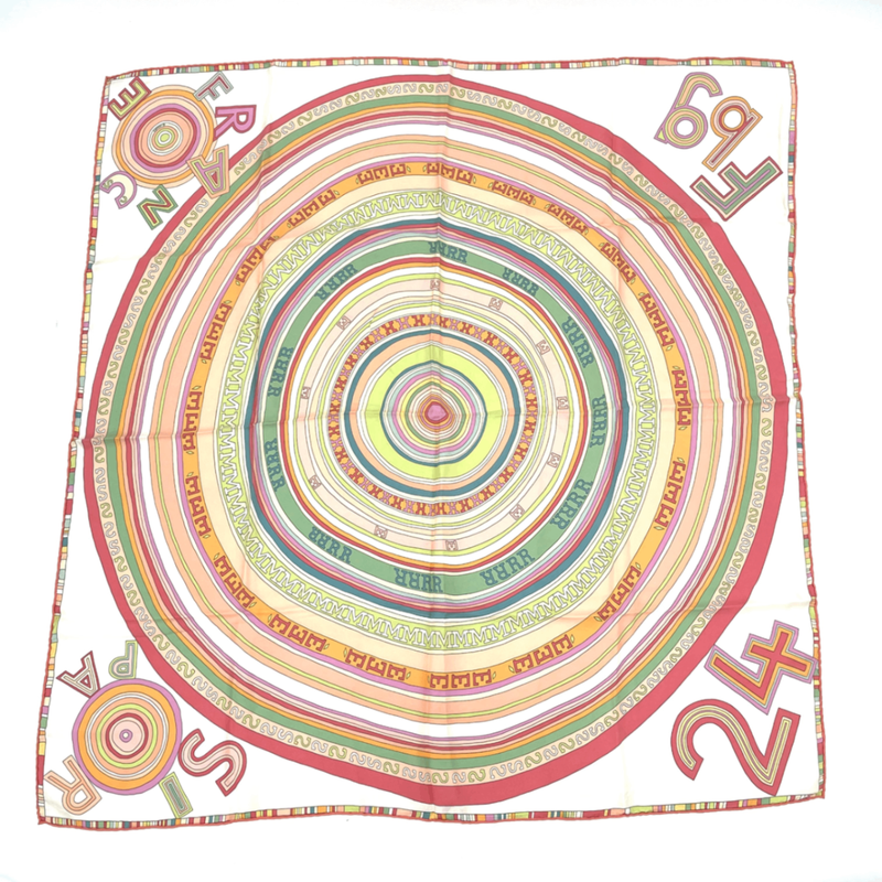 Hermes Scarf Carre 90 France Paris 24 Fbg Silk Multicolor