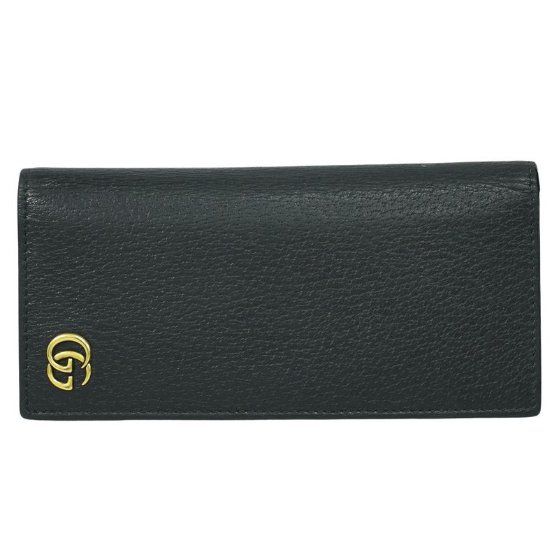 Authentic Gucci GG Marmont Long Wallet Long Wallet Leather Black 428740 Wallet