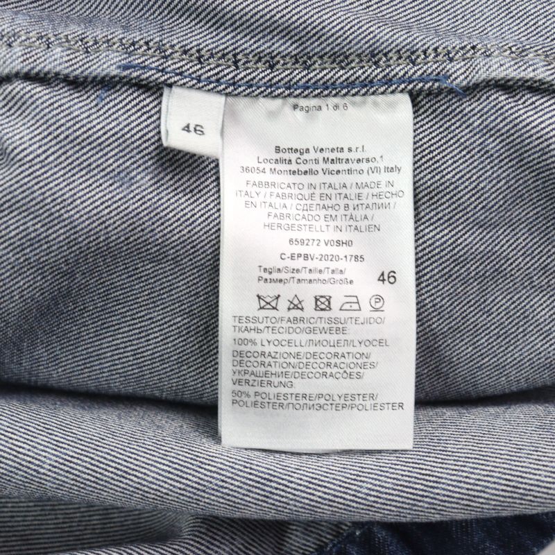 Bottega Veneta 21SS 659272 Lyocell Oversized Cropped Denim Shirt Indigo Blue 46