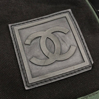 Chanel CC Logo Sports Line Shoulder Bag 2-Way Nylon Canvas Black Green