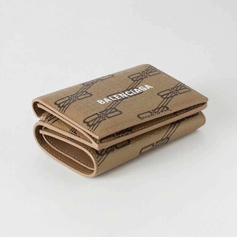 Balenciaga Trifold Wallet Beige/brown Monogram
