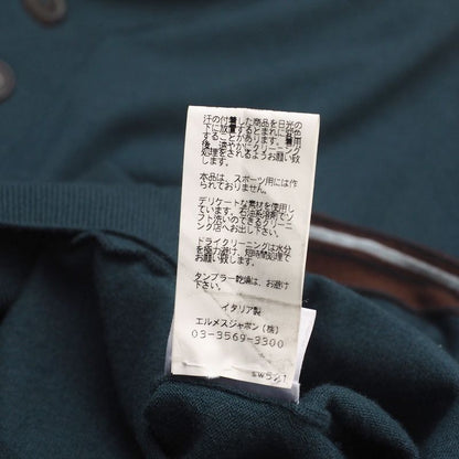 Hermes Knit Sweater Tops Wool Cashmere Half Button High Neck Green Brown