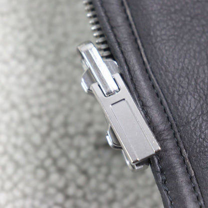 Hermes 053265hatc54 Sheepskin Leather Cowhide H Logo Zip Reversible Double Face