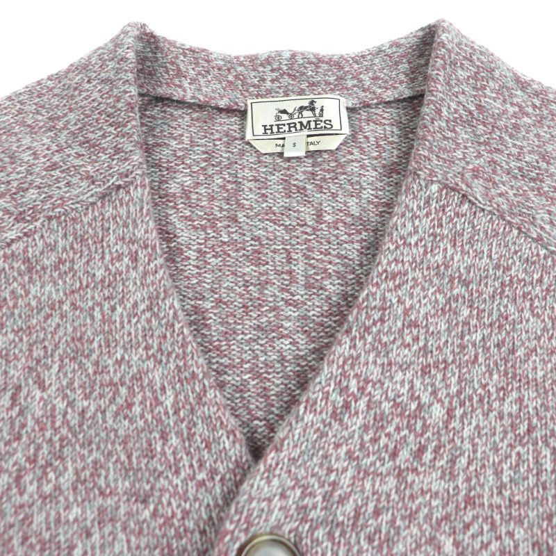 Hermes 22SS 100% Cashmere Gradient V-neck Knit Cardigan Pinkish Blue S Made In