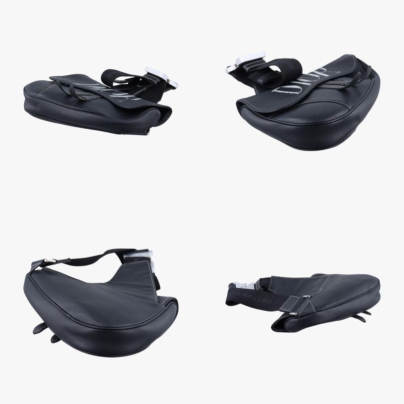 Christian Diorchristian Dior Saddle Bag Black Leather 06-bo-0199