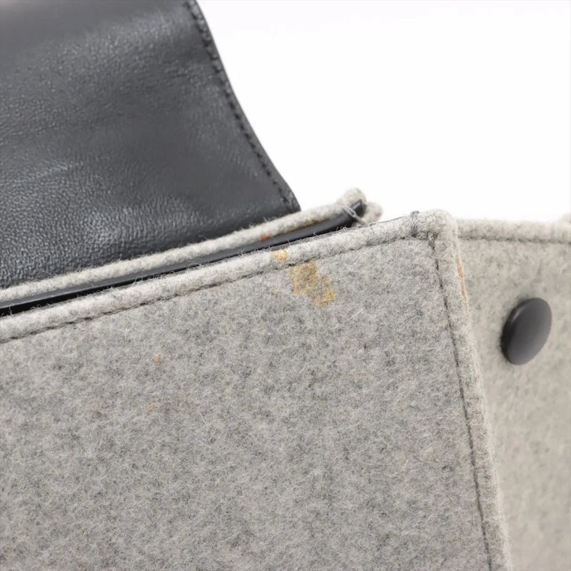 Celine Trapeze Medium Leather Handbag Tote Gold Hardware Black Gray Felt