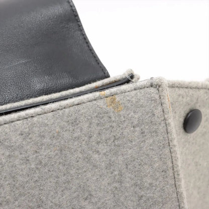 Celine Trapeze Medium Leather Handbag Tote Gold Hardware Black Gray Felt