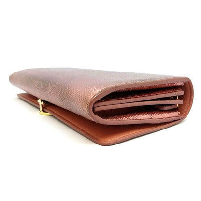 Bvlgari Logo Clip Long Wallet Metallic Pink Long Wallet Leather 287068 NFC Tag