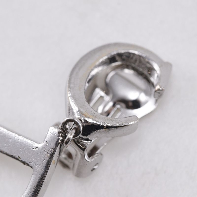 [dior] Christian Dior CD Logo Metal Silver Ladies 5.5g Earrings