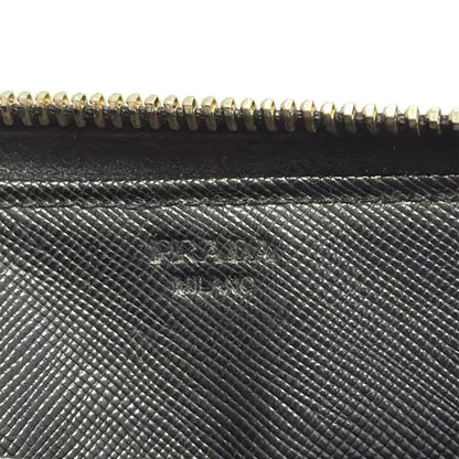 Prada Long Wallet - 1m0506 Black Round Zipper Leather