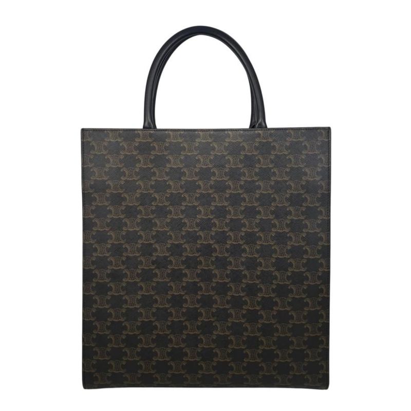 Celine Tote Shoulder Bag Medium Vertical Cabas 194432 Triomphe Black Brown