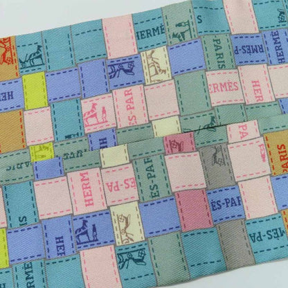 Hermes Twilly - Bolduc Check Scarf Gray - Multicolor - 100% Silk