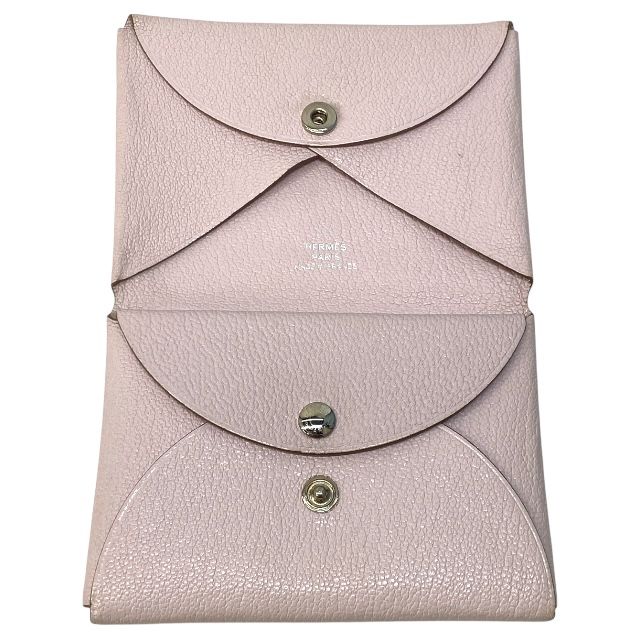 Hermes Calvi Duo Mauve Père Chevre Coin Case Card Case Business Card Holder