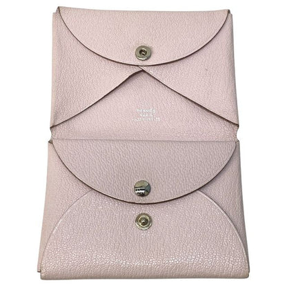 Hermes Calvi Duo Mauve Père Chevre Coin Case Card Case Business Card Holder
