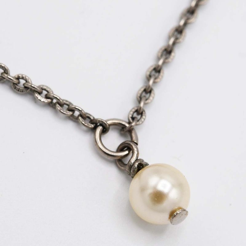 Chanel Pearl Necklace Coco Mark A14 Silver Color Total Weight Approx 11.7g With