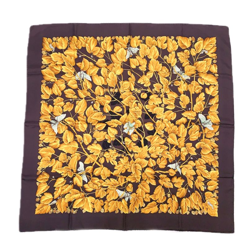 Hermes Carre 90 L'arbre De Soie Silk Tree Mulberry Tree And Silkworm Scarf